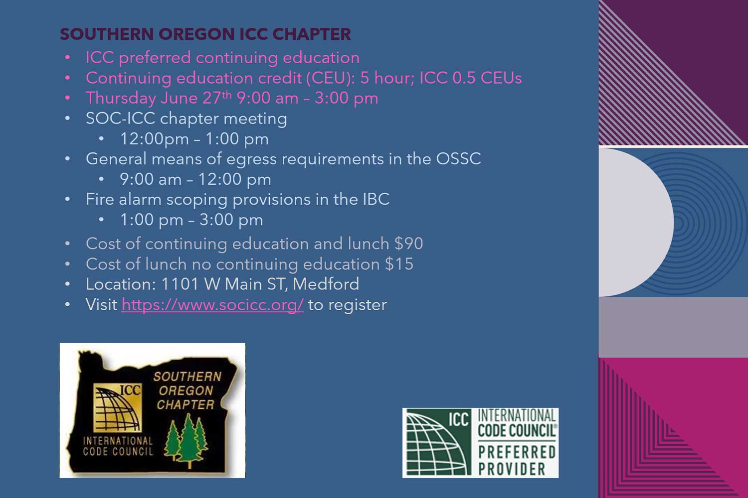 Join ICC for our Preferred Continuing Education on June 27